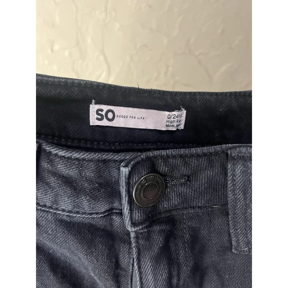 So NWT‎ Women's Black Wash Stretch High Rise Mom Jean size 0/24